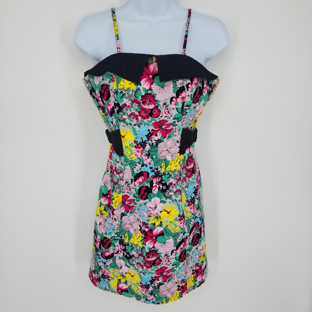 Plenty by Tracy Reese Floral Mini Dress 0 Strapless Geo Checkered Print‎ Sheath
